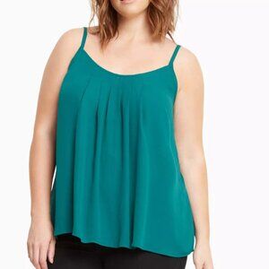 Torrid Plus Size Green Pleated Front Georgette Chiffon Cami/Tank Top- 4 4x 4xl